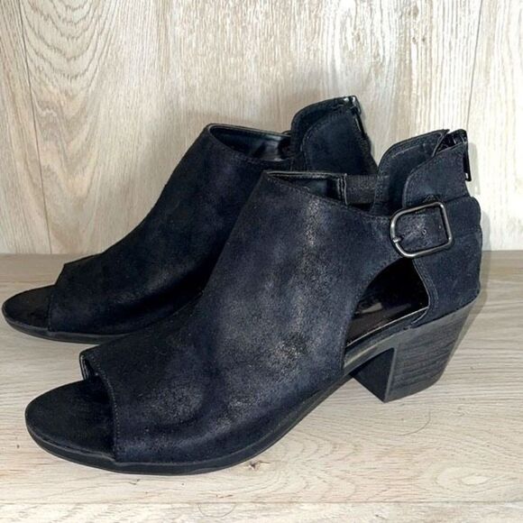 Carlos Santana Womens Sandals Boots DELLA Zip Closure Peep Toe Black Size 7 M - Picture 2 of 10